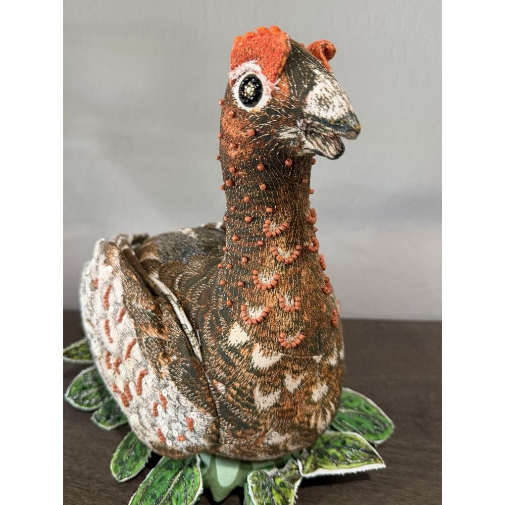 John Derian Target‎ Limited Edition Fall Shaped Beaded Grouse Bird Pillow 11X15" - Picture 9 of 11